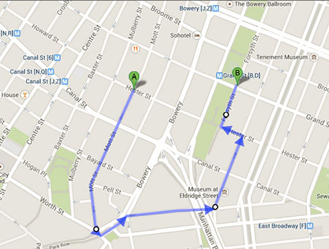 Mapa con el recorrido del desfile del año nuevo chino en Manhattan 2015