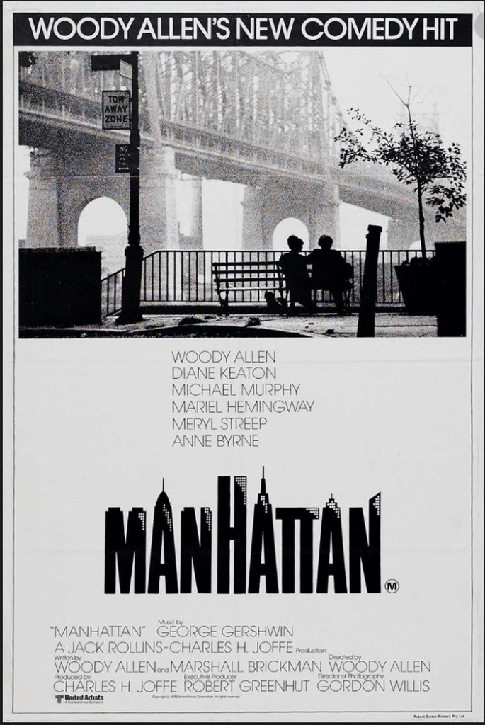 Poster de la película Manhattan de Woody Allen donde se ve la Riverview Terrace y el Puente de Queensboro.
