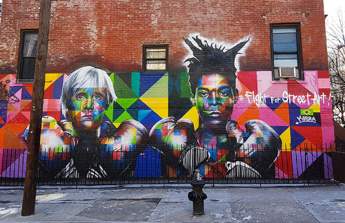 Mural de Andy Warhol y Basquiat realizado por Kobra, ubicado en la calle N 9th con Avenida Bedford. Foto de Andrea Hoare Madrid